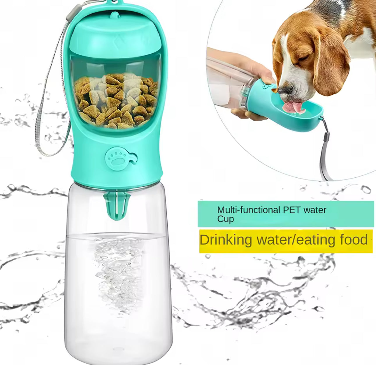 Pets Water Bottle Portable Food Grade Material Dog Cat Travel Pet Water Cup Bottle With Food Dispenser puppy water bottle