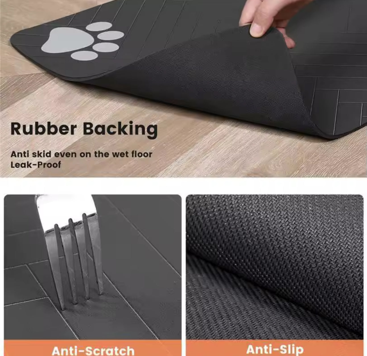 Pet Feeding Dropshipping Pet Placemat for Food and Water Bowl, with Waterproof Rubber Backing, Quick Dry Water Mat for Dog Cat